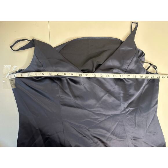 After Six NWT Blue Draped Cowl-Back Princess Line Dress Front Slit Formal 18 - Picture 8 of 8